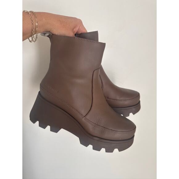 COUGAR Villa Waterproof Leather Platform Ankle Boots - Brown US 9 - Picture 1 of 6